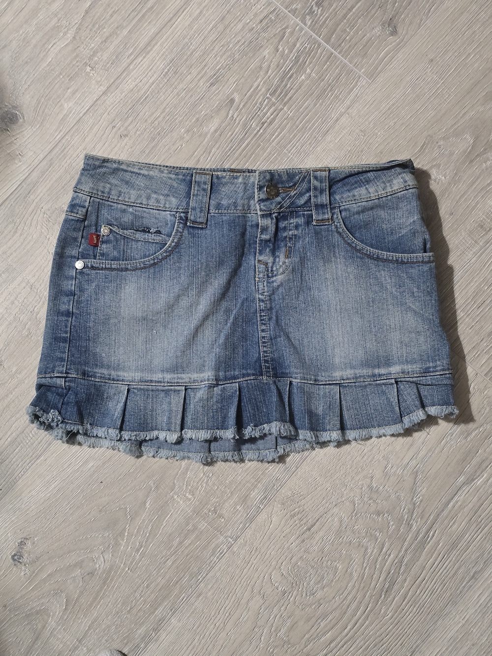 YMI Denim Mini Skirt with Ruffle Hem - Blue